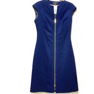 Ted Baker, Kwyli, Structured Dress, Navy Blue, Textured, Front Zipper Size 1